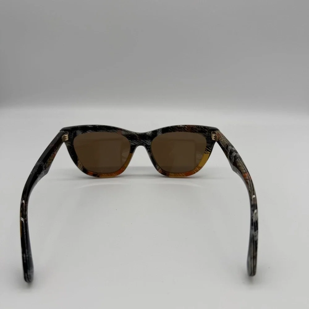 Burberry BE4435 Check Sand Cat Eye Sunglasses Dark Brown Lens 53mm